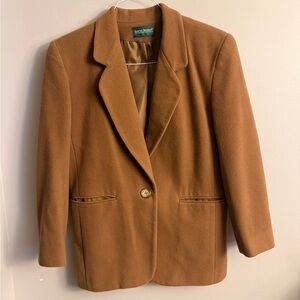 Vintage Harve Benard Camel Wool Blend Blazer Jacket Classic Minimalist Career